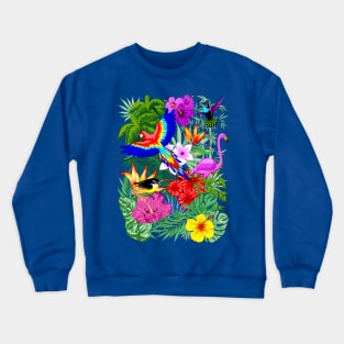 Wild Birds and Tropical Nature Summer Exotic Pattern Crewneck Sweatshirt